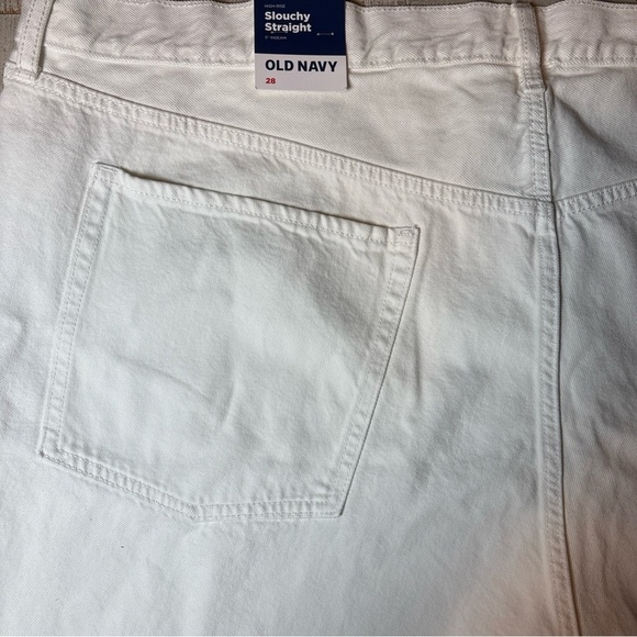 Old Navy Women 28 White High Rise Slouchy Straight Fray Raw Hem Denim Shorts - Picture 15 of 16